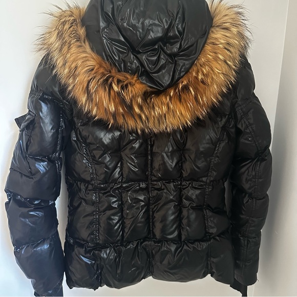 SAM. Black Puffer Jacket with Real Fur Trim - Picture 5 of 6